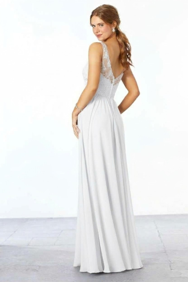 Soft Chiffon Gown with Lace Detail