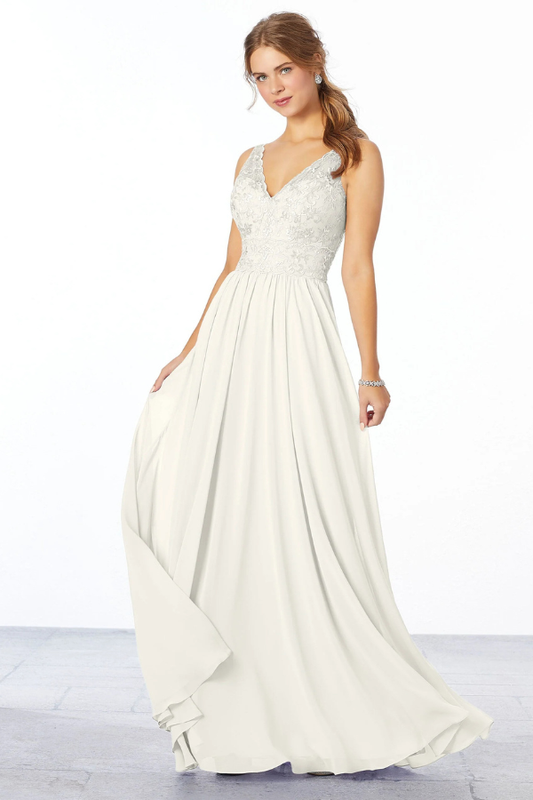 Soft Chiffon Gown with Lace Detail