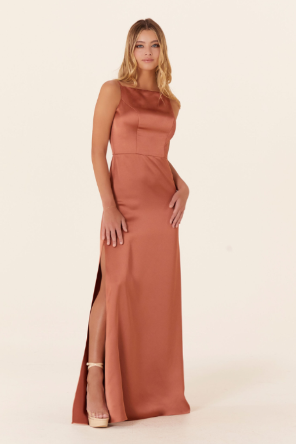 Luxe Satin Dress with Strappy Back