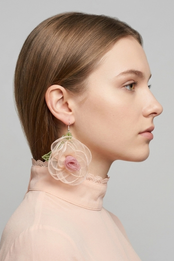 Fabric flower earing